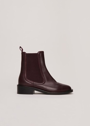 Phase Eight Leather Boots Burgundy Canada | LAIDXC-746